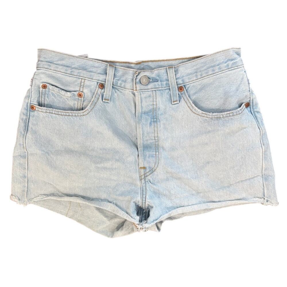 Levi's Denim Jean Shorts Distressed Raw Hem Festival Summer Light Wash